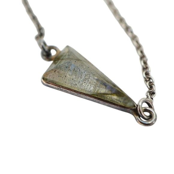 Lot Of 3 Stackable Sterling Silver Layered Necklace Set Labradorite Amber Boho - Picture 12 of 16